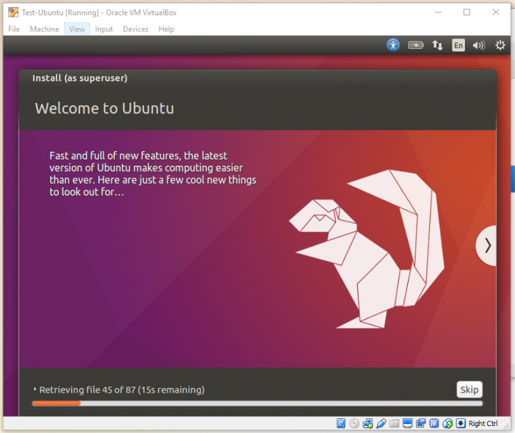 Ubuntu is now installing